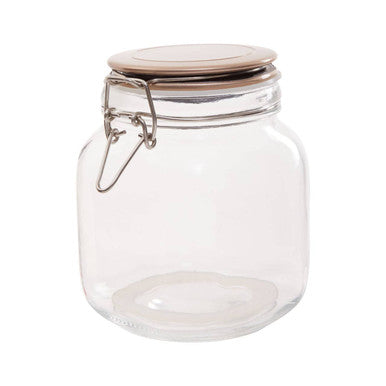 Orsina Luca Square 1050ml Glass Jar with Champagne Clip Lock Lid