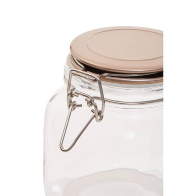 Orsina Luca Square 1050ml Glass Jar with Champagne Clip Lock Lid