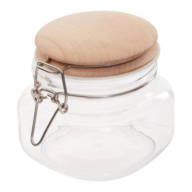 Orsina Luca 500ml Square Glass Jar with Airtight Wooden Lid