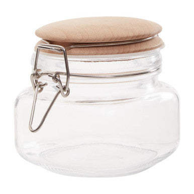 Orsina Luca 500ml Square Glass Jar with Airtight Wooden Lid