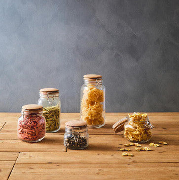 Orsina Luca 500ml Square Glass Jar with Airtight Wooden Lid