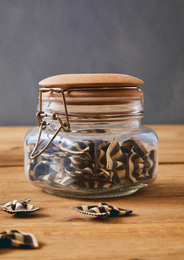 Orsina Luca 500ml Square Glass Jar with Airtight Wooden Lid