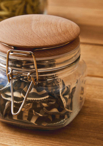Orsina Luca 500ml Square Glass Jar with Airtight Wooden Lid
