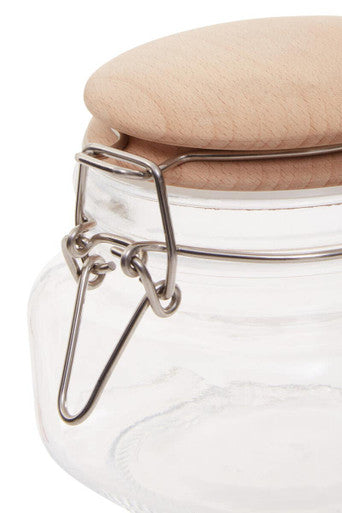 Orsina Luca 500ml Square Glass Jar with Airtight Wooden Lid
