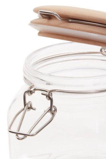 Orsina Luca 500ml Square Glass Jar with Airtight Wooden Lid