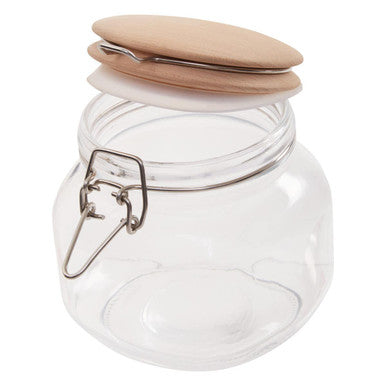 Orsina Luca 800ml Square Glass Jar with Airtight Wooden Lid