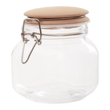 Orsina Luca 800ml Square Glass Jar with Airtight Wooden Lid