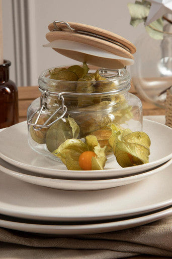 Orsina Luca 800ml Square Glass Jar with Airtight Wooden Lid