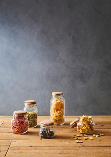 Orsina Luca Square 1050ml Glass Jar with Airtight Wooden Lid