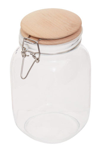 Orsina Luca Square Glass Jar with Wooden Lid - 1550ml Food Storage