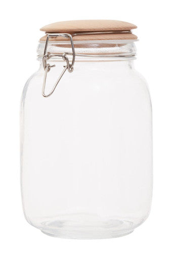Orsina Luca Square Glass Jar with Wooden Lid - 1550ml Food Storage