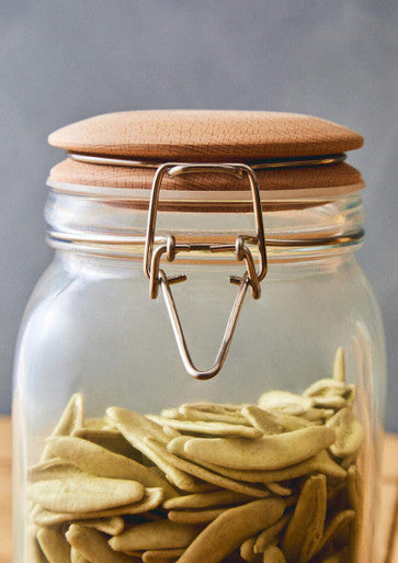 Orsina Luca Square Glass Jar with Wooden Lid - 1550ml Food Storage