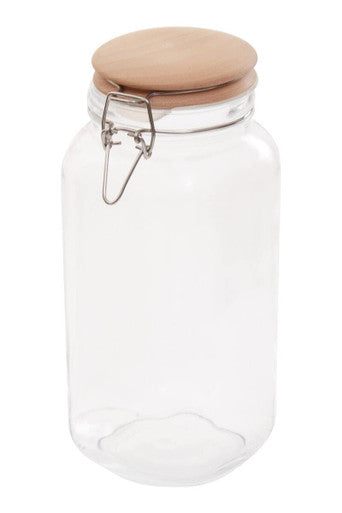 Orsina Luca Square Glass Jar with Wooden Lid - 2150ml Food Storage