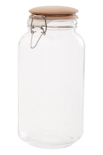 Orsina Luca Square Glass Jar with Wooden Lid - 2150ml Food Storage