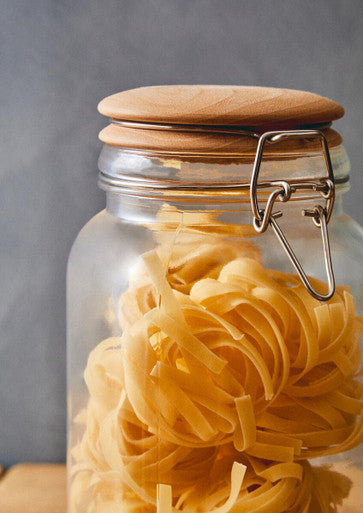 Orsina Luca Square Glass Jar with Wooden Lid - 2150ml Food Storage