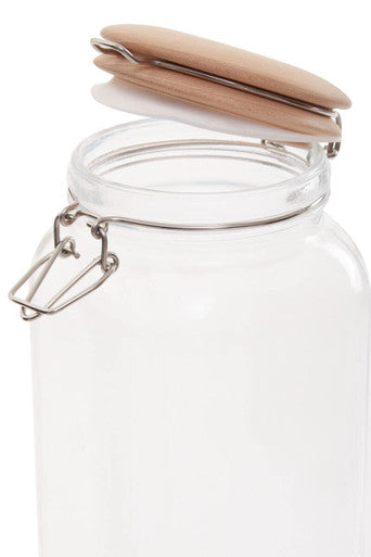 Orsina Luca Square Glass Jar with Wooden Lid - 2150ml Food Storage