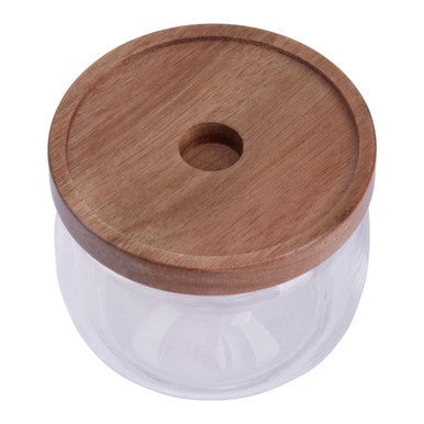 Orsina Tromso Glass Storage Jar with Acacia Lid - 560ml Airtight Jar