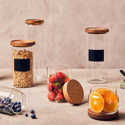 Orsina Tromso Glass Storage Jar with Acacia Lid - 560ml Airtight Jar