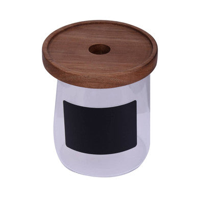 Orsina Tromso Glass Storage Jar with Acacia Lid & Chalkboard - 750ml