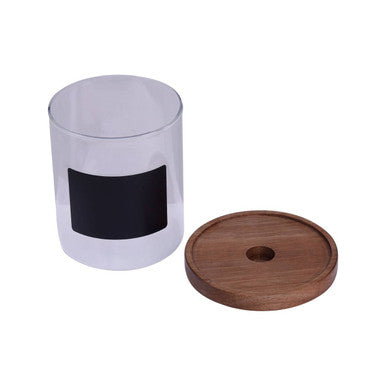 Orsina Tromso Glass Storage Jar with Acacia Lid & Chalkboard - 750ml