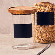 Orsina Tromso Glass Storage Jar with Acacia Lid & Chalkboard - 750ml