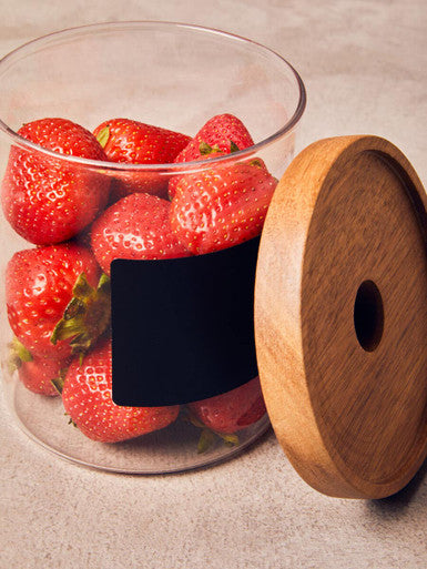 Orsina Tromso Glass Storage Jar with Acacia Lid & Chalkboard - 750ml