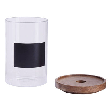 Orsina Tromso Glass Storage Jar with Acacia Lid and Chalkboard – 950ml