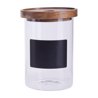Orsina Tromso Glass Storage Jar with Acacia Lid and Chalkboard – 950ml