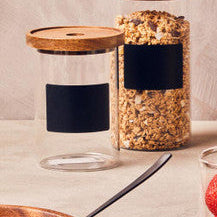 Orsina Tromso Glass Storage Jar with Acacia Lid and Chalkboard – 950ml