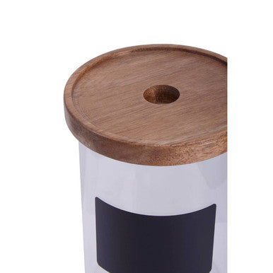 Orsina Tromso Glass Storage Jar with Acacia Lid and Chalkboard – 950ml