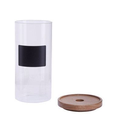 Orsina Tromso Glass Storage Jar with Acacia Lid & Chalkboard – 1300ml