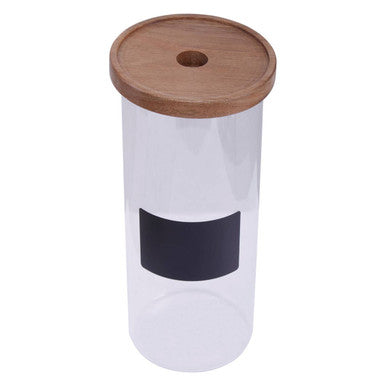 Orsina Tromso Glass Storage Jar with Acacia Lid & Chalkboard – 1300ml