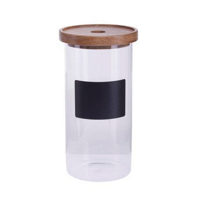 Orsina Tromso Glass Storage Jar with Acacia Lid & Chalkboard – 1300ml