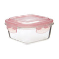 Orsina Freska 520ml Square Glass Food Container | Airtight Pink Lid