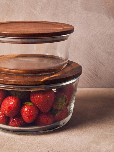 Orsina Freska 850ml Glass Food Container with Airtight Acacia Lid