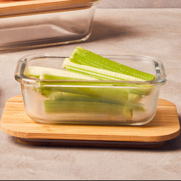 Orsina Freska 370ml Glass Food Container with Airtight Bamboo Lid