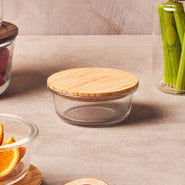 Orsina Freska 400ml Glass Food Container with Airtight Bamboo Lid