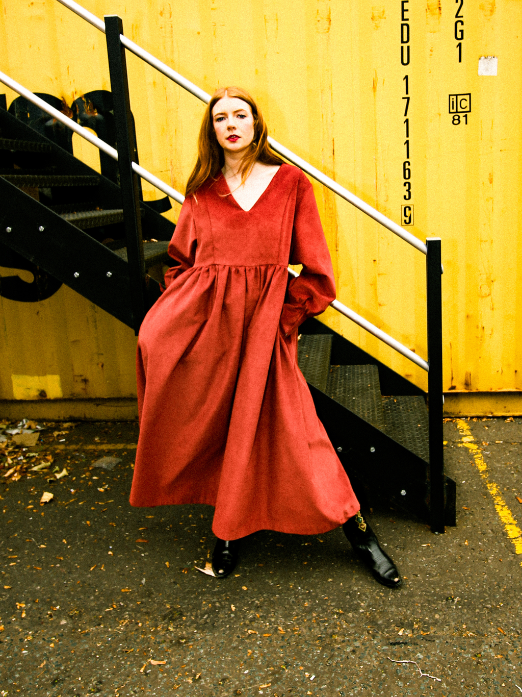 No More Nobody Michelle Oversized Corduroy Maxi Dress with Pockets