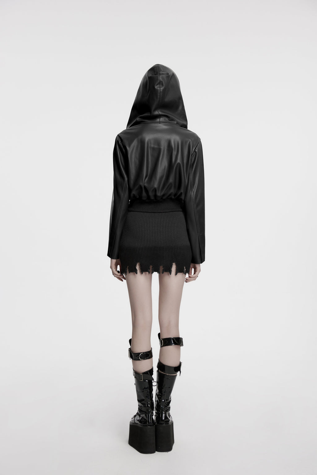 Punk Rave Nyx Hooded Faux Leather Jacket – Gothic Skull Studded Coat