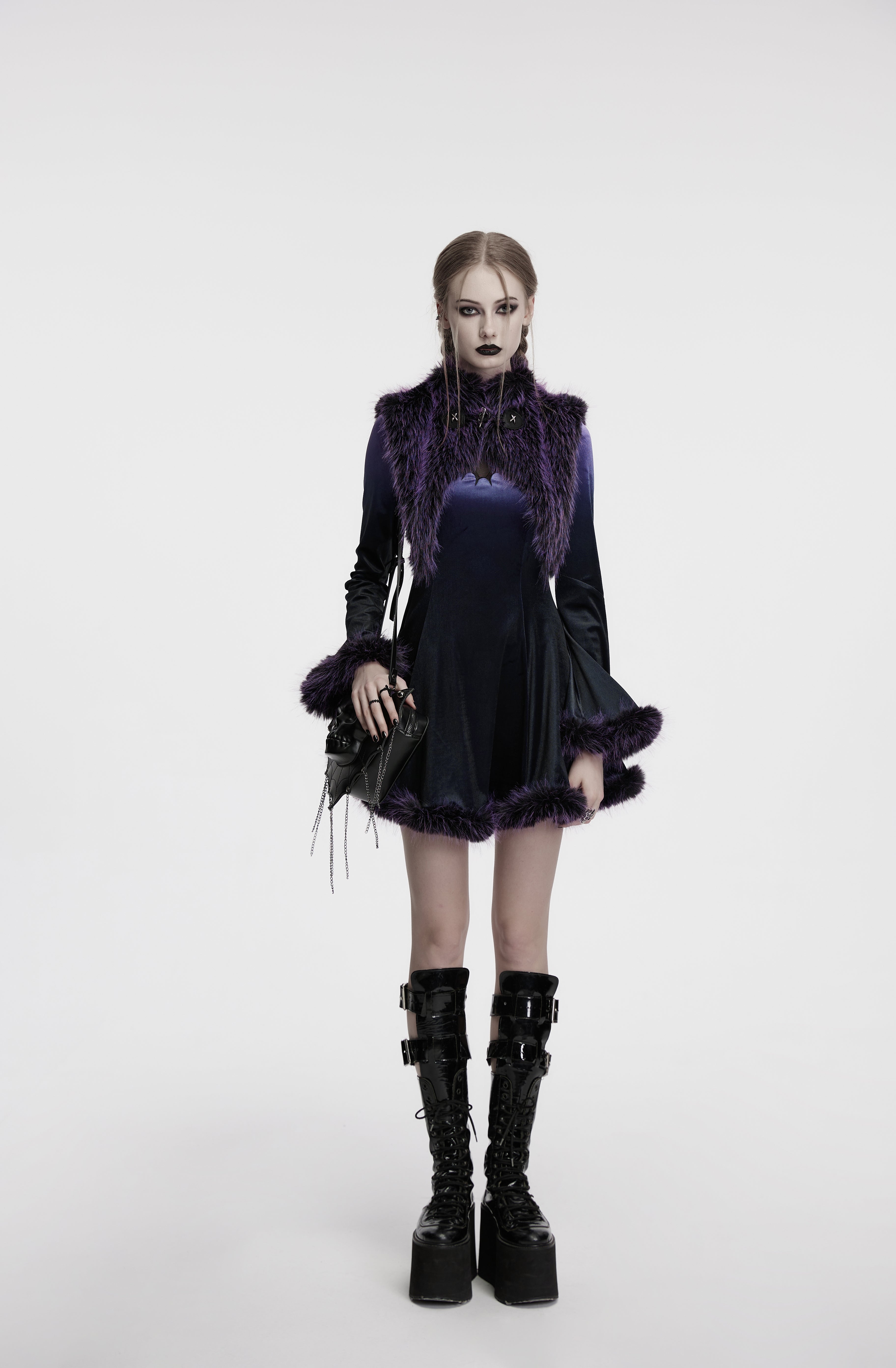 Punk Rave Lilith Gradient Faux Fur Devil Shawl – Violet Gothic Wrap