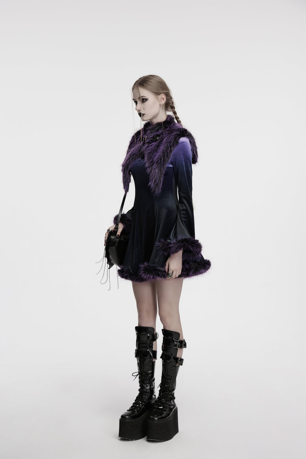 Punk Rave Lilith Gradient Faux Fur Devil Shawl – Violet Gothic Wrap