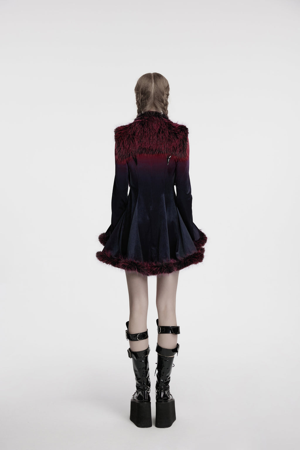 Punk Rave Lilith Gradient Faux Fur Devil Shawl - Crimson & Black
