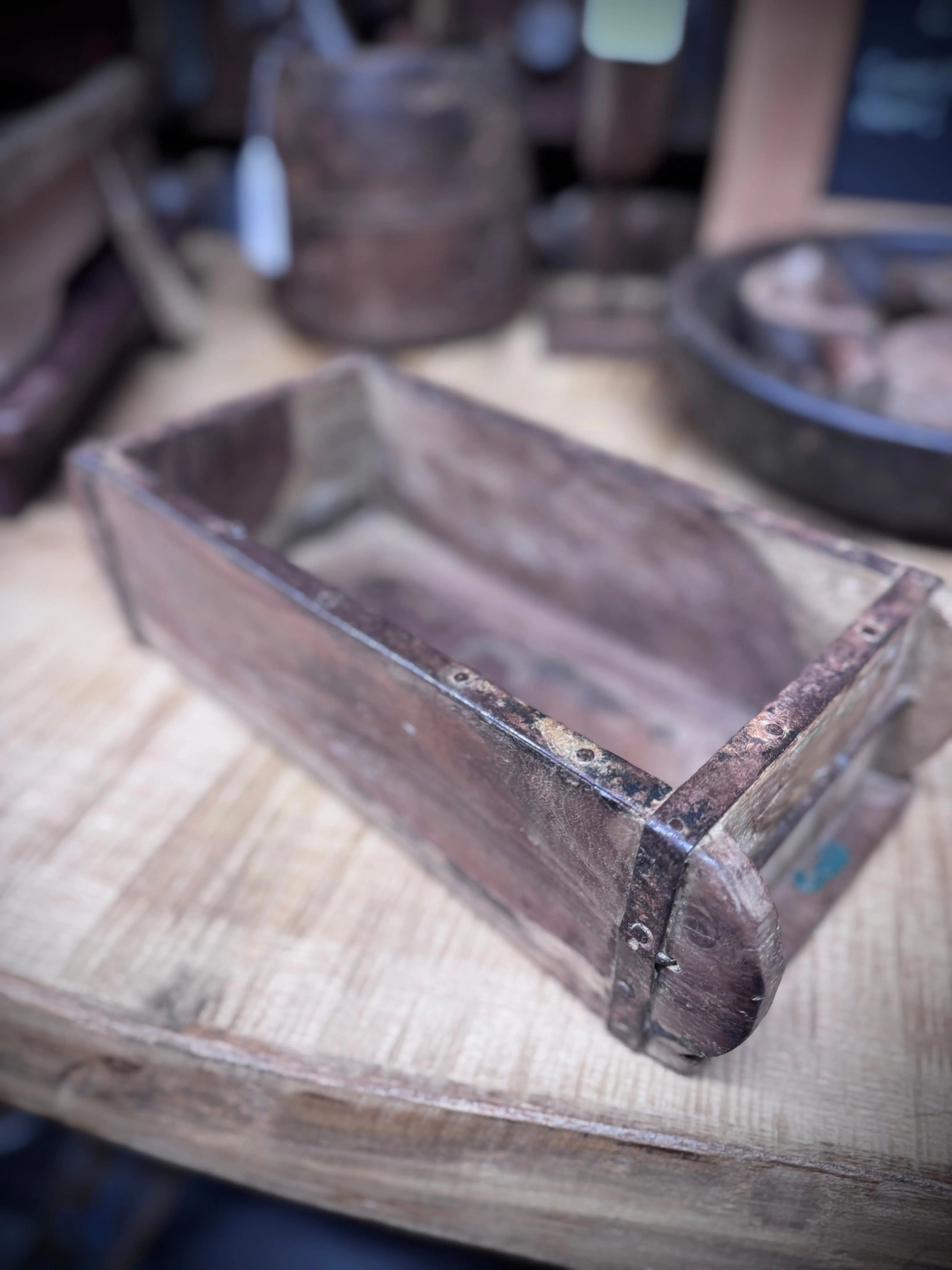 Vintage Wooden Brick Mould Planter Rustic Herb Tray Storage Box Indoor Outdoor