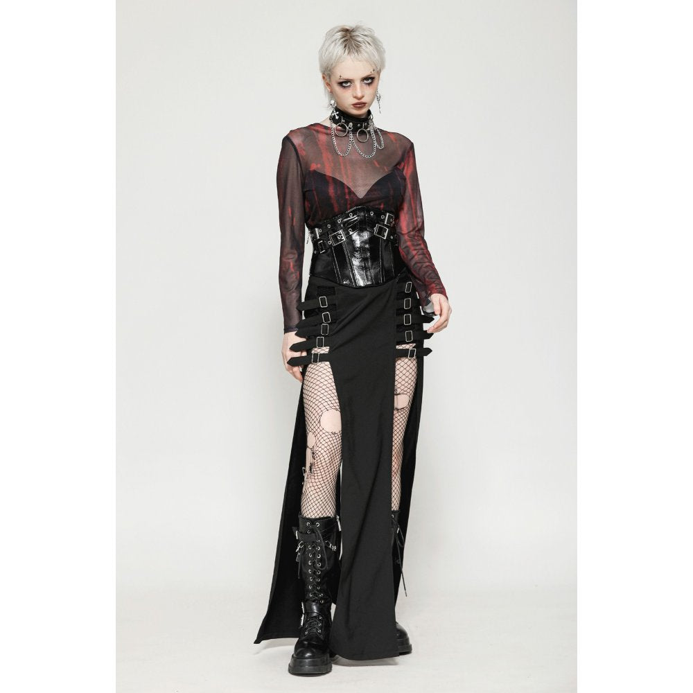Dark in Lia Punk Love Black Patent Leather Waist Corset with Metal