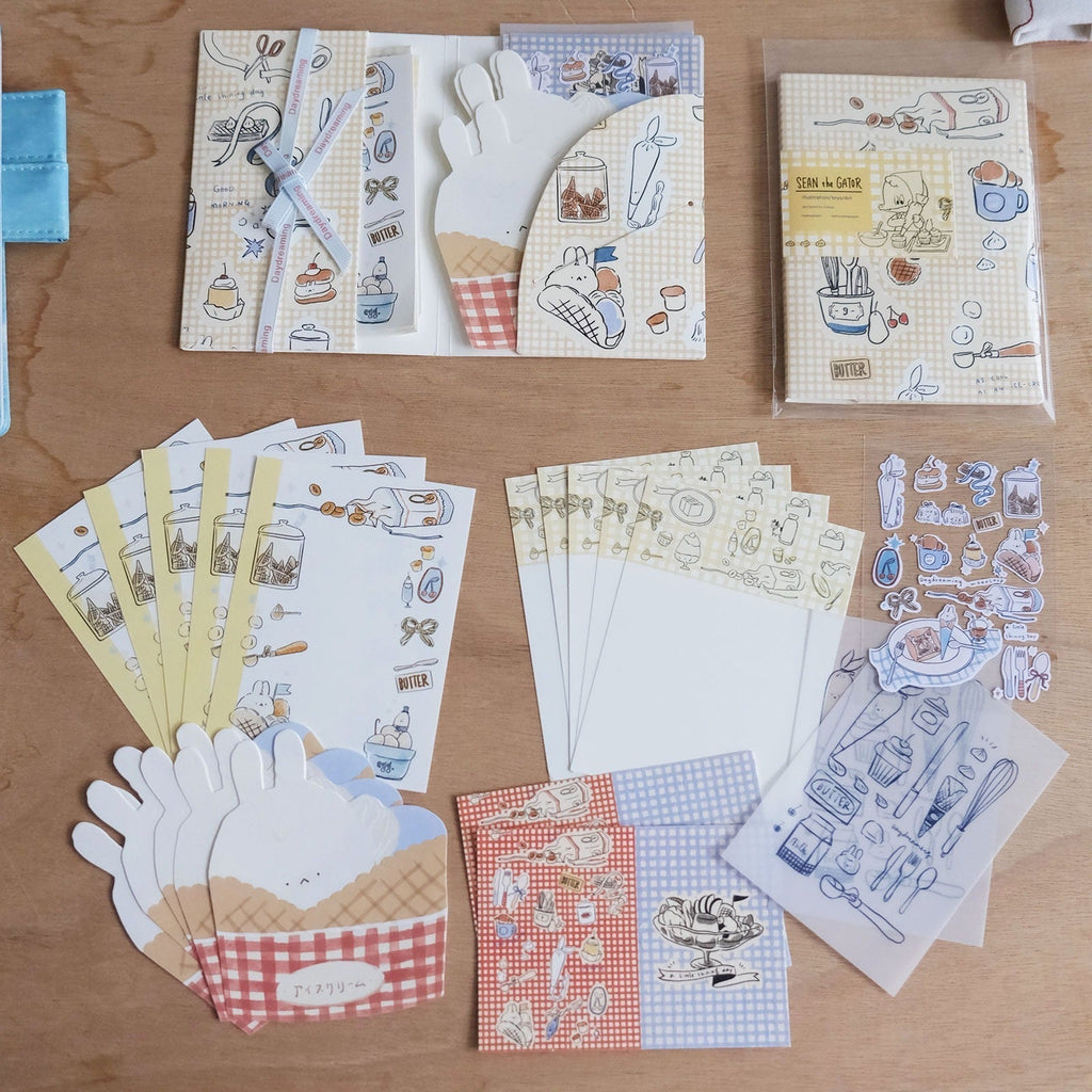 A Gator Life Cream Bunny Journaling Material Pack - 20pc Stationery Kit