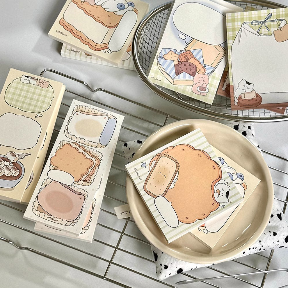 Hello Cat Cookie Memo Note Pad by LuLuFun Studio - 50 Sheet Pack