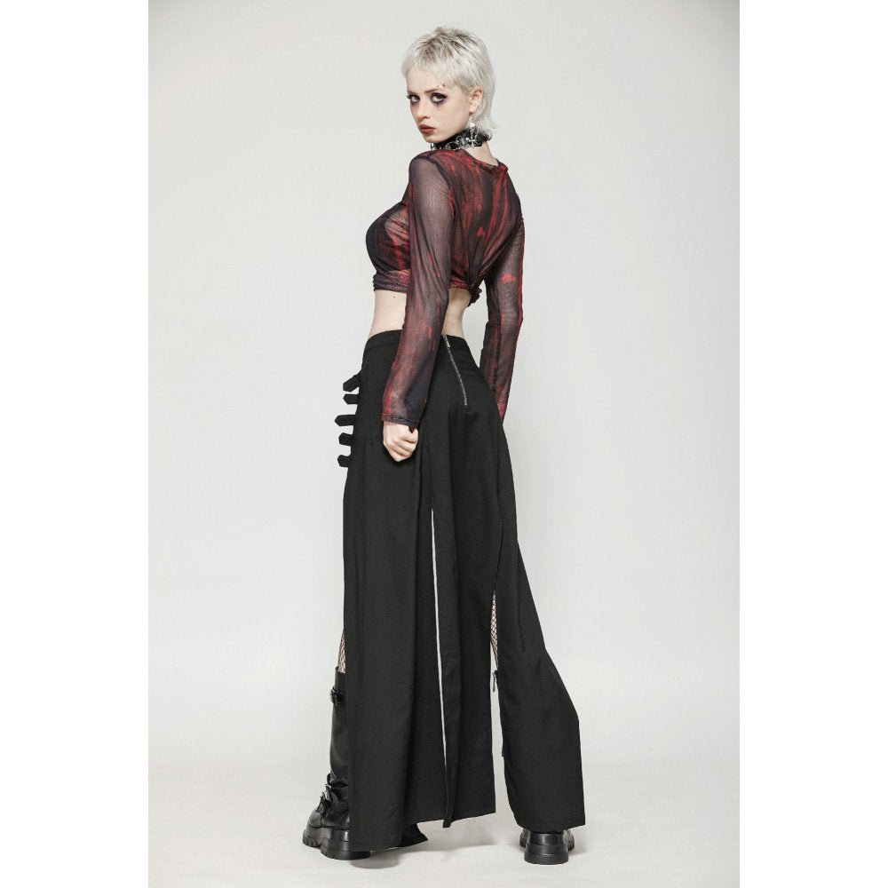 Dark in Love Phoenix Black Slit Maxi Skirt | Goth Faux Leather Buckle