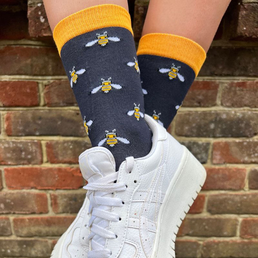 Swole Panda Navy Bumblebee Bamboo Socks – Sustainable Men's Accessories