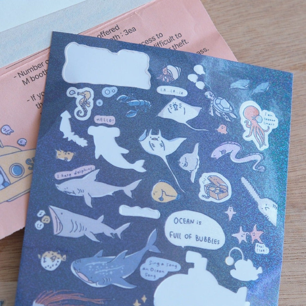 Summer Ocean Shining Stickers - A7 Decorative Planner Decals | A Gator Life