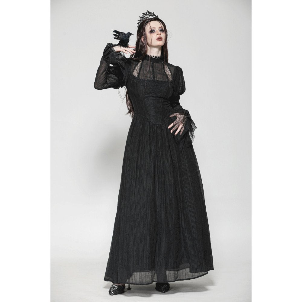 Dark in Love Harlow Gothic Lace Maxi Dress – Victorian Enchantress Style